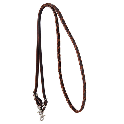 Dark Leather Reins with Latigo Lacing - Copper