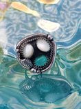 Native Pawn Silver Pearl/Turquoise Ring