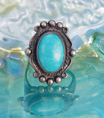 Native American Made Sterling Silver and Turquoise Ring