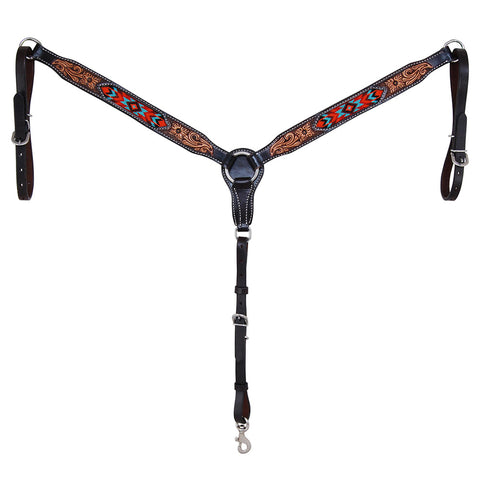 Santa Fe Beaded Tooled Breast Collar