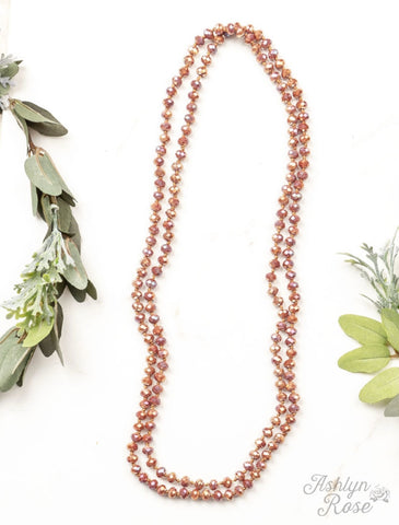 Double Wrap Beaded  60" Necklace - Rose Copper 8mm