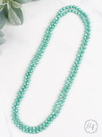 Double Wrap Beaded  60" Necklace - Turquoise 8mm
