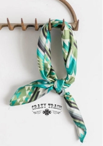 Wild Rag Mini Neck Scarf Olive Aztec