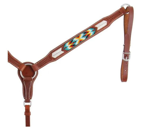 Peyote Collection Rawhide Stitching and Beaded Inlay Breat Collar
