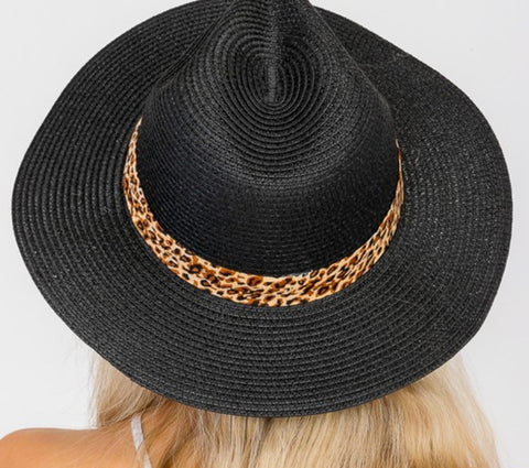 Black Rancher Hat w/ Leopard Band