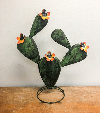 Metal Cactus with Flowers