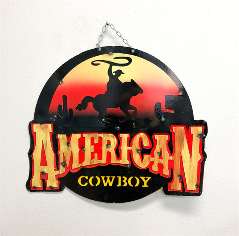 Metal American Cowboy Sign