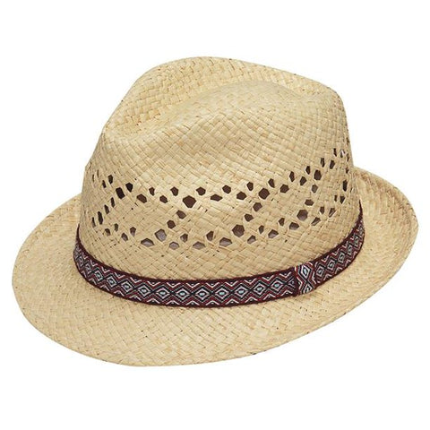 Twister Vented Raffia Straw Ribbon Hat, Natural - Medium
