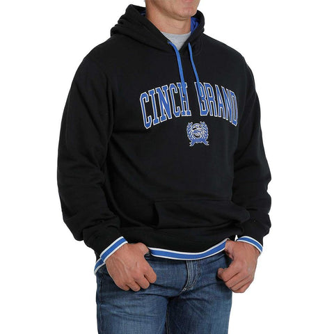 Cinch Men's Black and Blue logo Hooded Sweatshirt