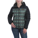 Cinch Ladies Quilted Puffer Black Aztec Hooded Jacket