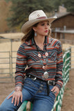 Women's Rustic Western Strips Button Up
