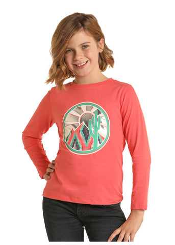 Girl's Long Sleeve Coral Cactus Shirt
