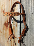 Martin Mixed Copper & Turquoise Dots Natural Headstall