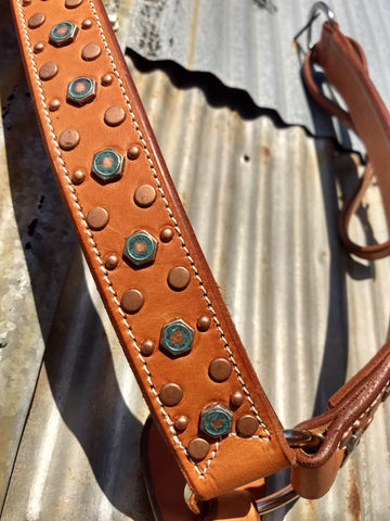 Martin Hexagon Copper & Turquoise Dots Natural Breastcollar