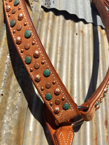 Martin Mixed Copper & Turquoise Dots Natural Breastcollar