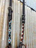 Reinsman Black & Blue Rolled One Ear Headstall