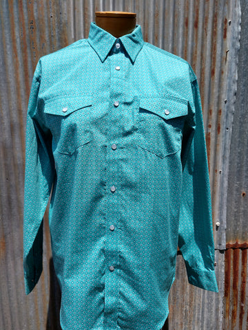 Youth Panhandle Blue Diamond Pearl Snap Button Up