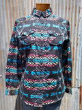 Youth Rock & Roll Vintage Black Aztec Snap Button Up