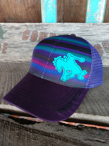 Cowgirl Tuff Purple Serape with Buckin' Horse Hat