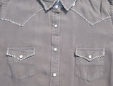 Panhandle Women's Grey White Stitch Snap Button Up