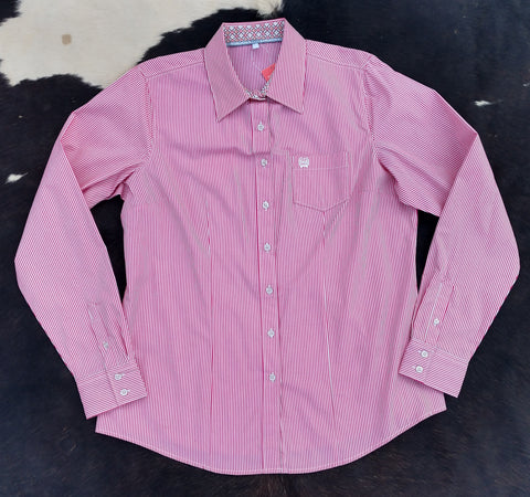Women's Cinch Pink Stripe Button Up