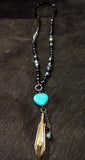 Ataggirl Turquoise Heart with Crystal Necklace