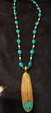 Ataggirl Long Bead Bone Feather Necklace