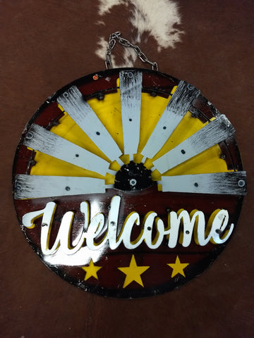 Metal Welcome Windmill Sign