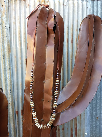 Ataggirl Brown Heishi on Leather Necklace