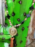 Jasper and Black Cross Onyx Concho Necklace