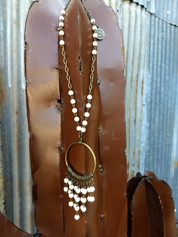 White Hoop Dangle Necklace