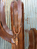 Leather Feather with Turquoise Necklace