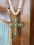 Ataggirl Bronze Cross with Pearls