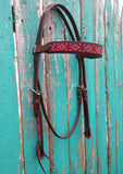 Cashel Browband Beaded Turquoise Rust Headstall