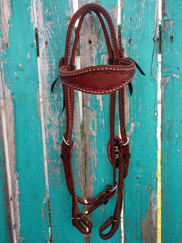 HR Scalloped Barbwire Oiled Browband Quickchange