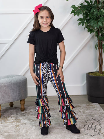 WESTERN LAYERED FLARE PANTS, MULTI