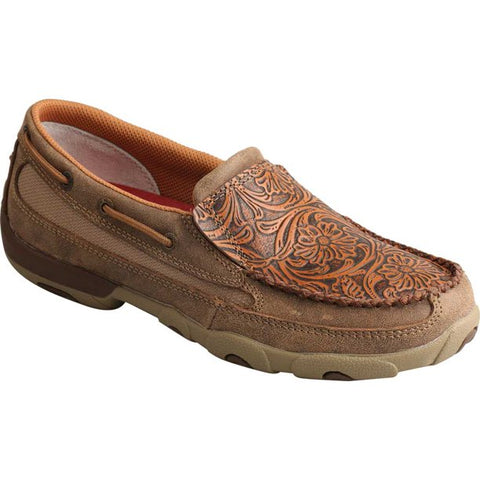 Women's Twisted X Driving Moc Boat Shoe Bomber/Tooled Leather