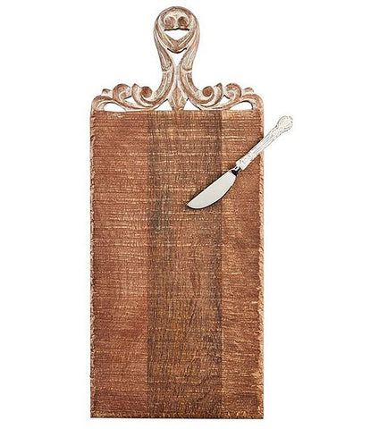 Mud Pie Carved Mango Wood Rectangle Board Set