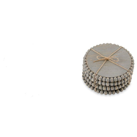 Mud Pie Beaded Wooden Coaster Set