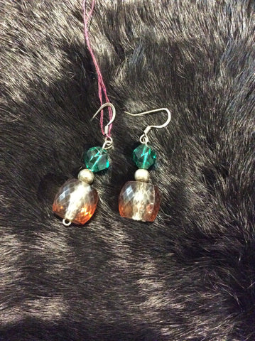 Green/Orange Bead Earrings