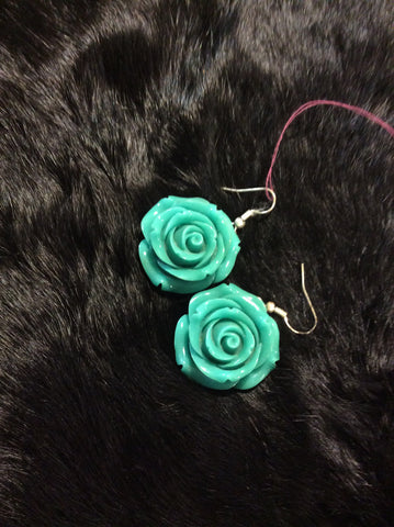 Turquoise Rose Earrings