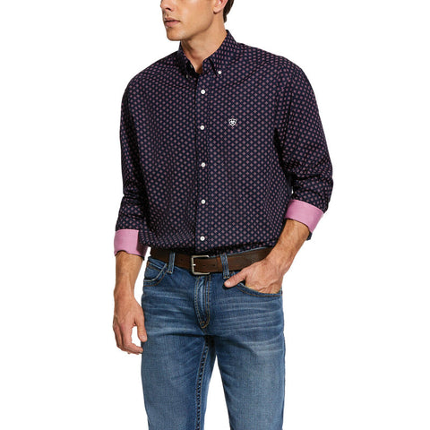 Wrinkle Free Indham Print Classic Fit Shirt