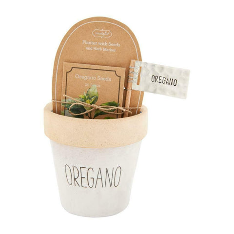 Mud Pie Home Farmhouse "Oregano" Herb Pot and Seeds Marker Planter Pot Gift Set