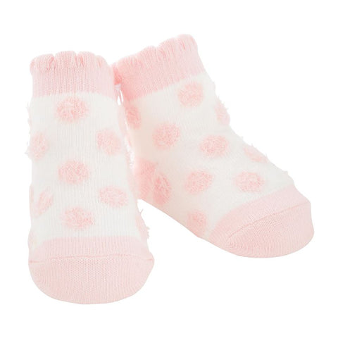 Mud Pie Chenille Pink Dot Infant Socks