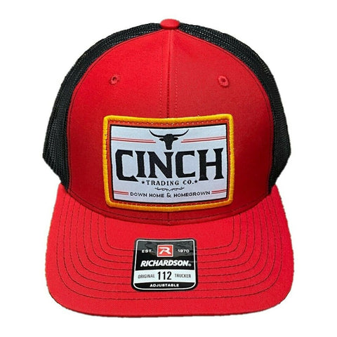 Cinch Men's Red and Black Snapback Patch Trucker Cap