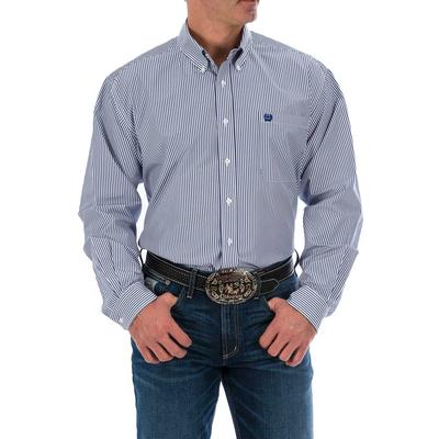 CINCH MEN'S ROYAL TENCEL STRIPED LONG SLEEVE WESTERN SHIRT