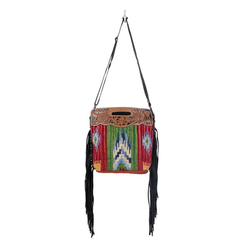 Hand Tooled Leather Fringe Purse by Myra Bag