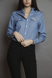 Kimes Ranch Ladies Lizzie Chambray Denim Button Up